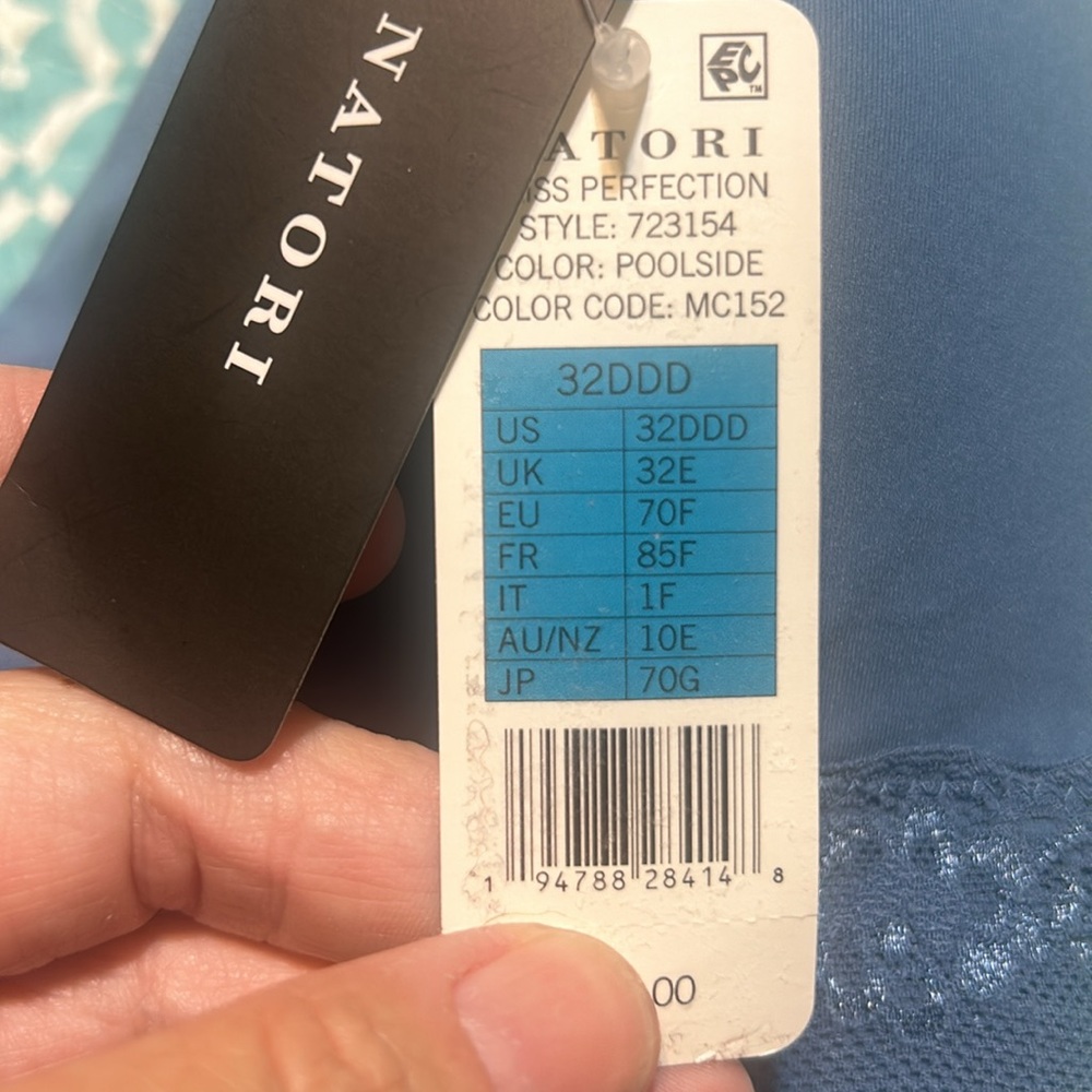 Natori Blue Seamless Lace Trim Bra - Picture 2 of 7